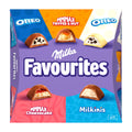 Milka Favourites chocolate packaging with Oreo and MMMAX branding on a white background