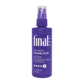 Purple bottle of final NET Extra Strong Hold Hair spray on a white background