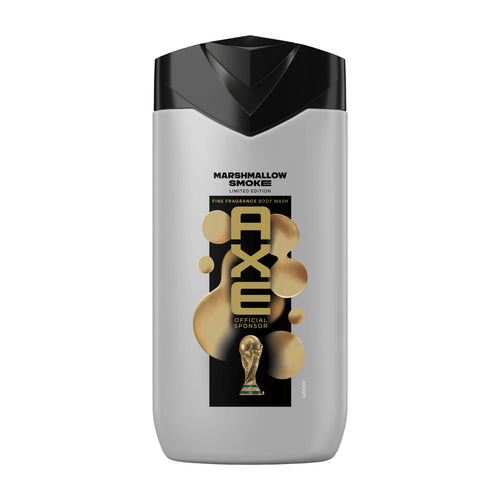 Axe Fine Fragrance body wash bottle with Marshmallow Smoke fragrance on a white background