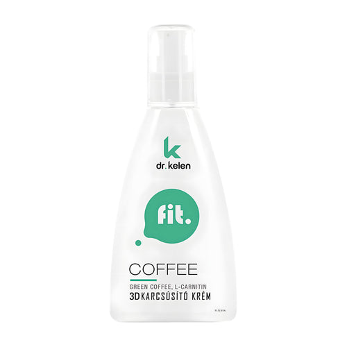 Pump bottle of Dr. Kelen Fit Coffee 3d slimming cream on a white background