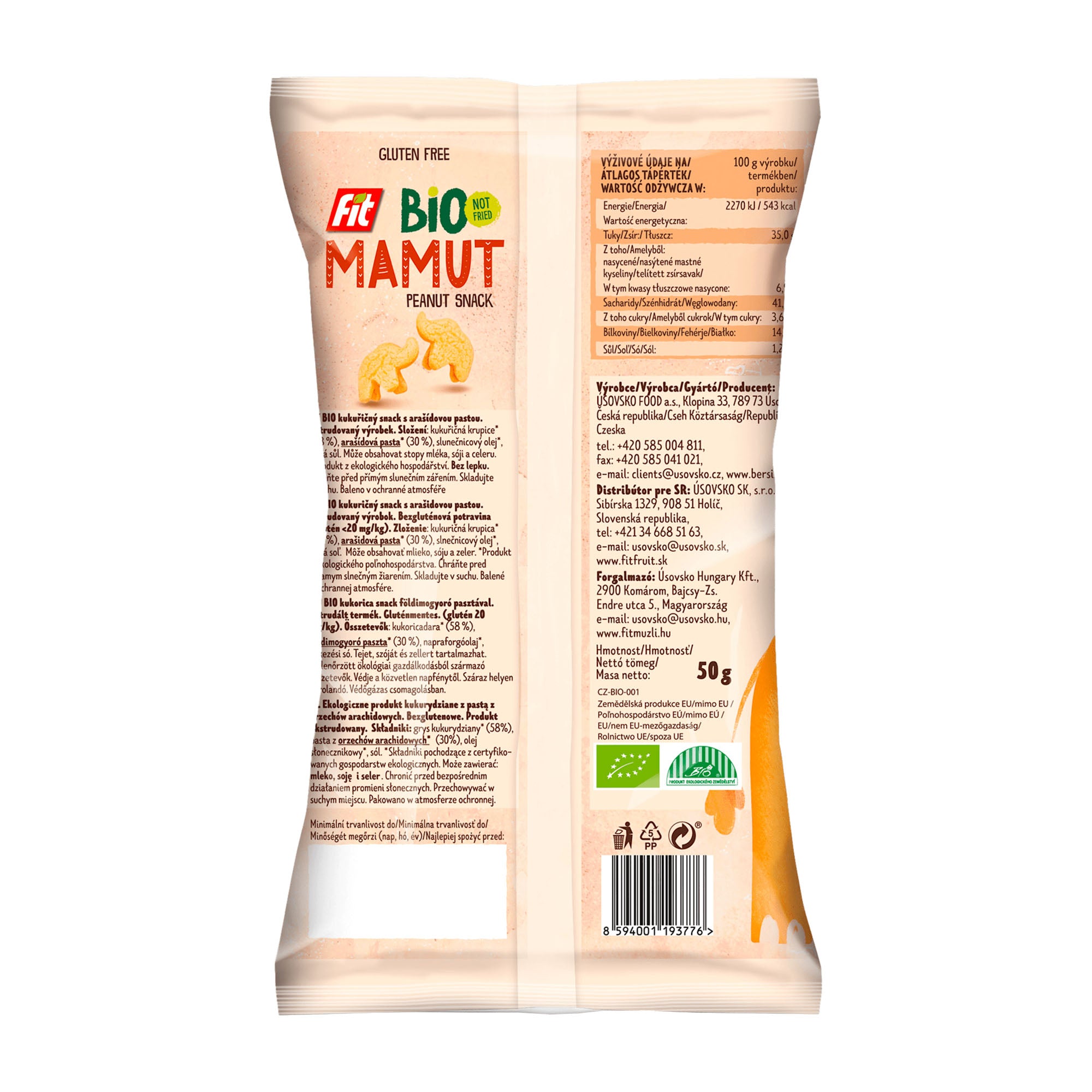 Fit Collation aux cacahuètes bio Mammoth, 50 g