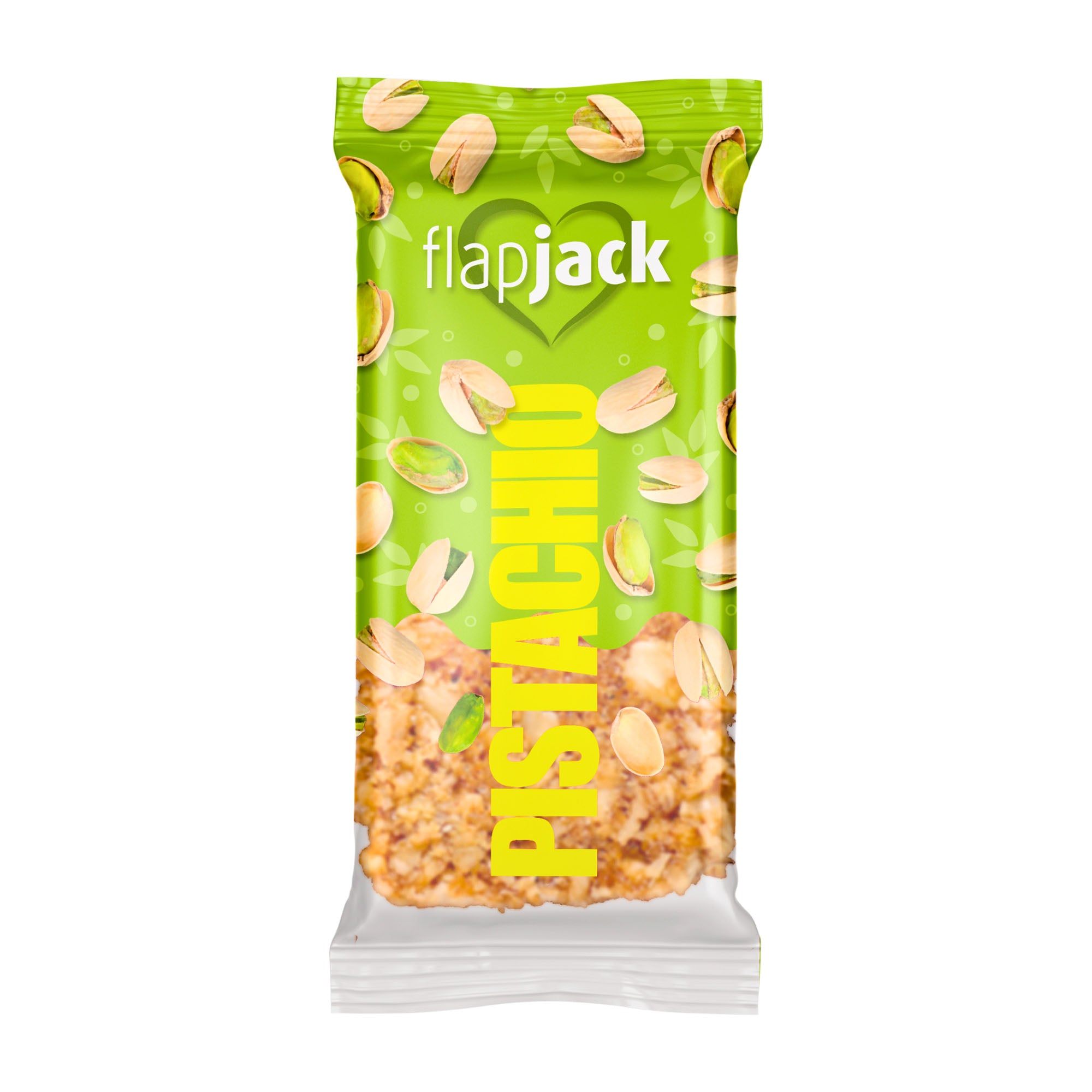 Flapjack Pistachio Oat Bar on a white background