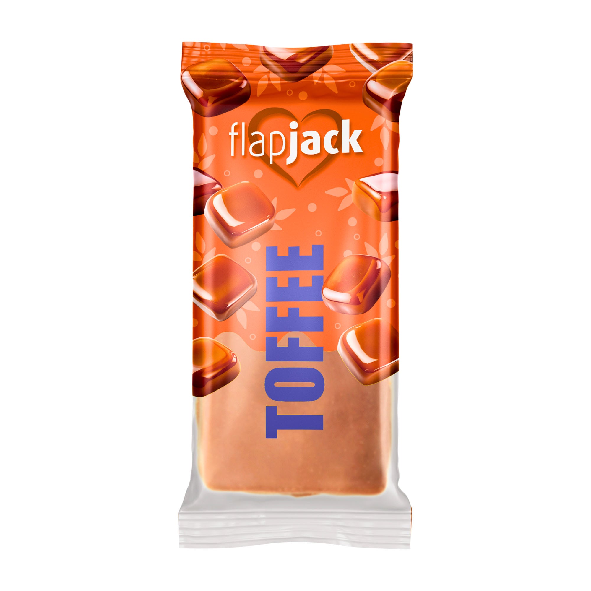 Flapjack toffee oat bar packaging on a white background