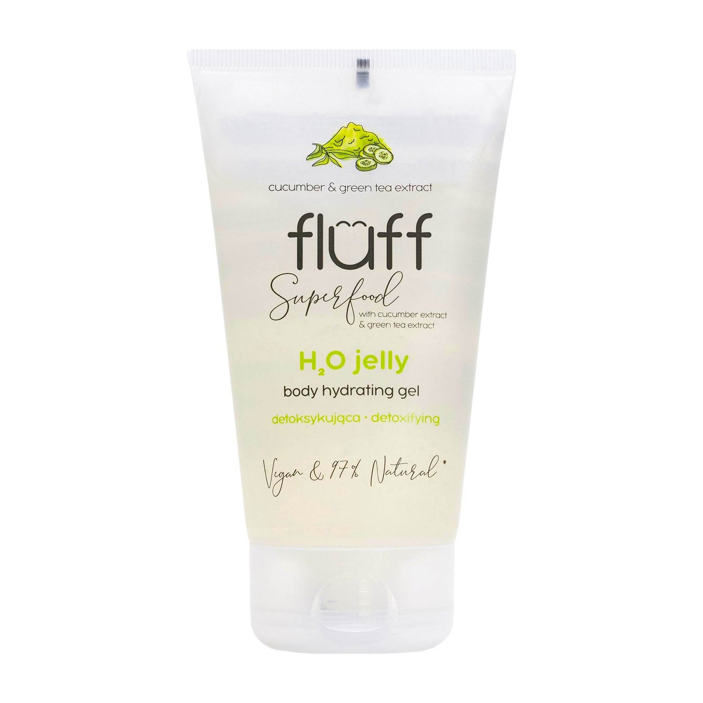 fluff H2O Jelly cucumber & green tea body hydrating gel, 150 mL