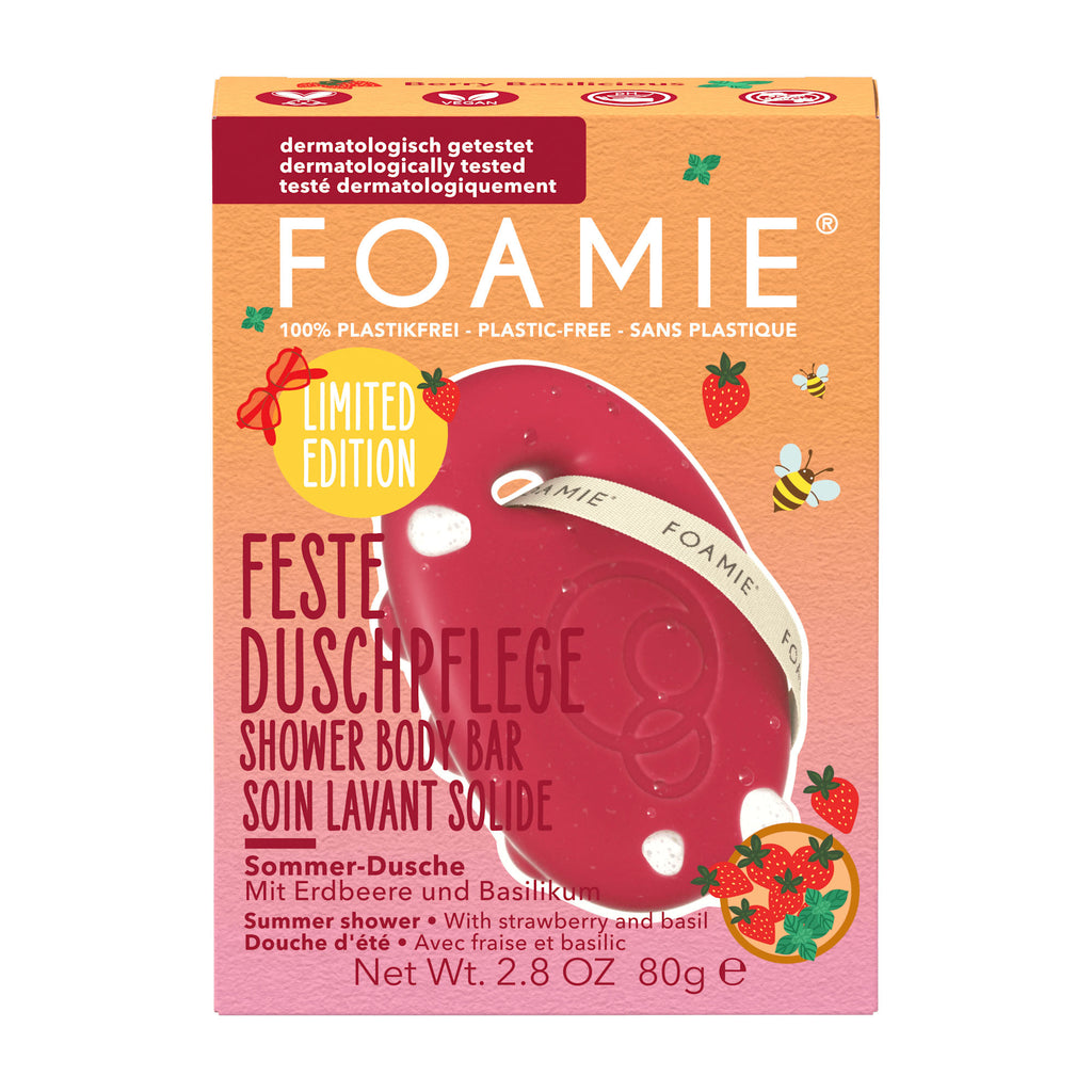 Foamie Sommer-Dusche Erdbeere und Basilikum Feste Duschpflege, 80 g