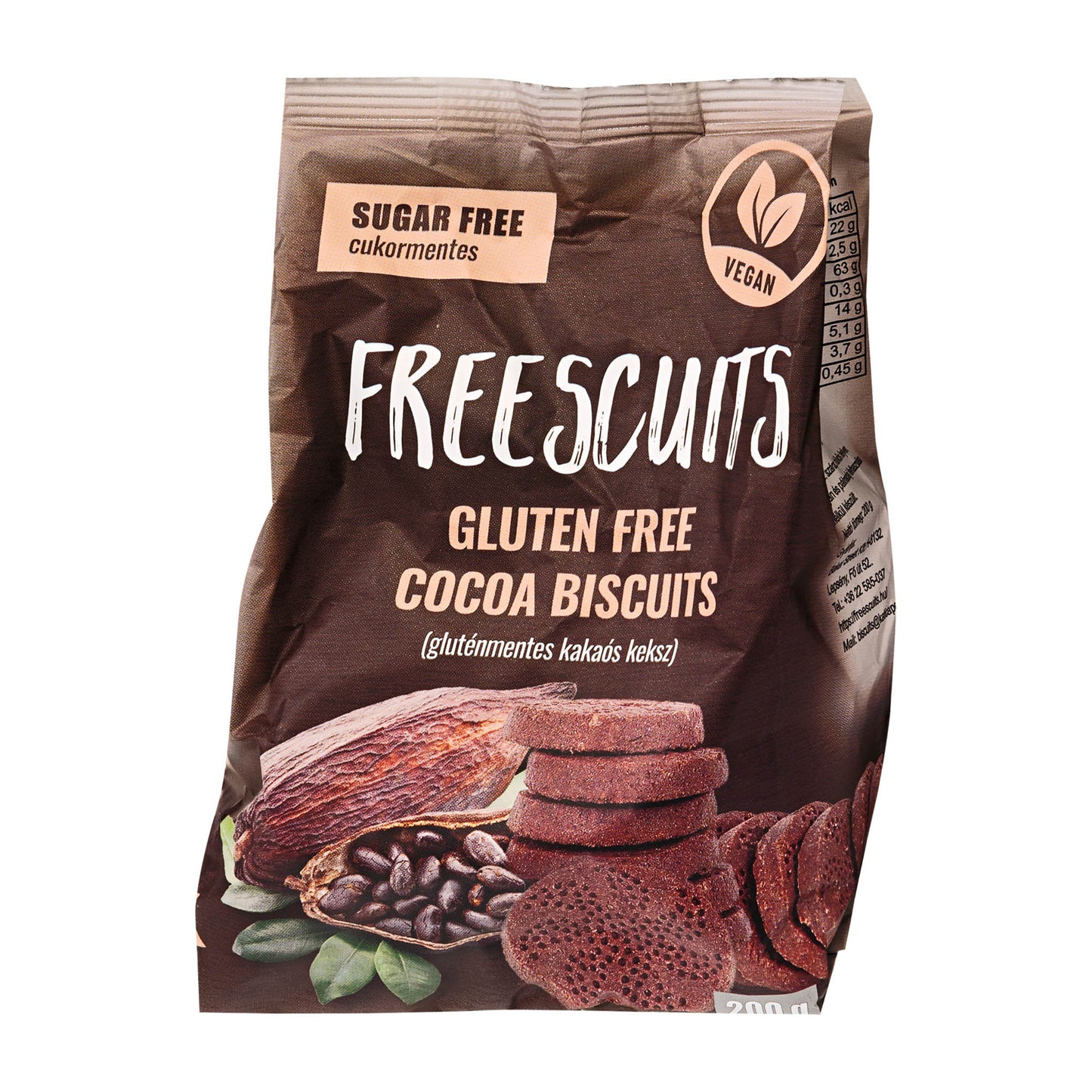 FreeScuits Gluten-free Cocoa biscuits, 200 g