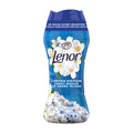 Lenor Fresh Breeze of Greek Island in-wash scent booster packaging with floral design and text on a white background