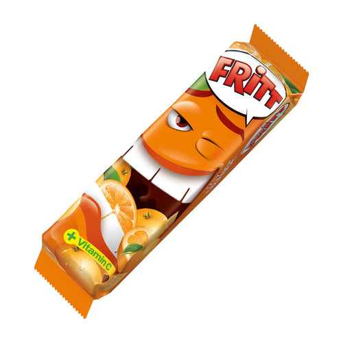 Fritt Orange chewy candy packaging on a white background.