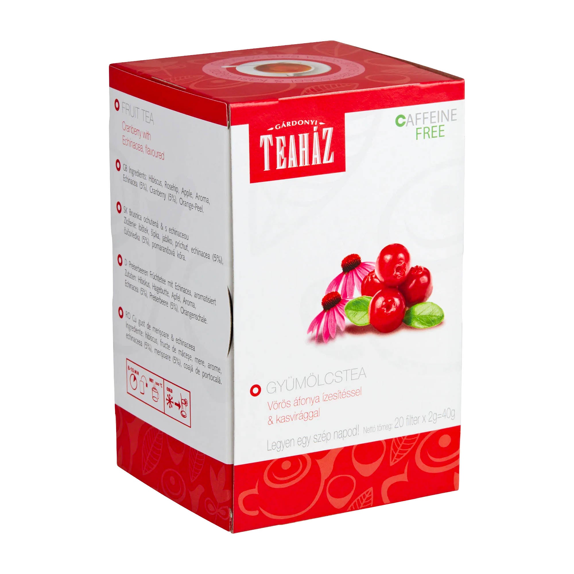 Gardonyi Teahouse Cranberry & Echinacea fruit tea, 20 Count