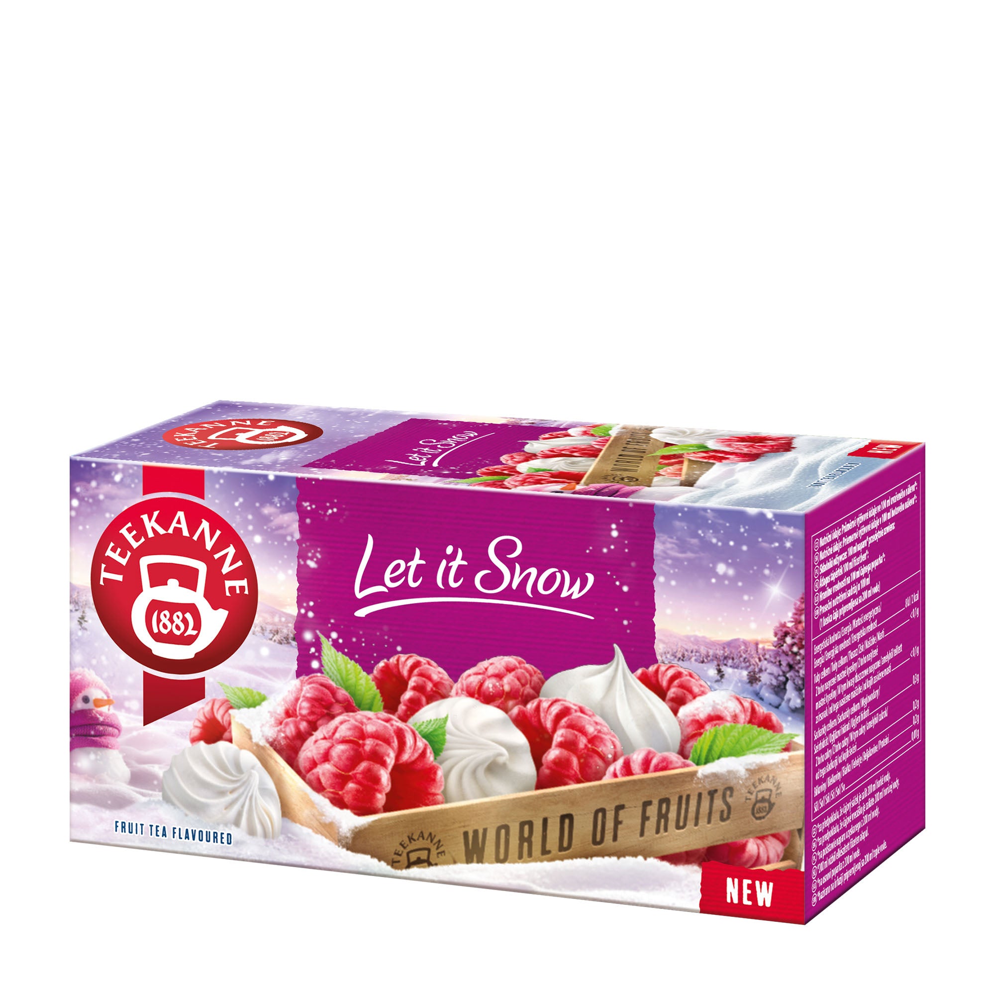 Teekanne 'Let it Snow' tea box with fruit illustration on a white background