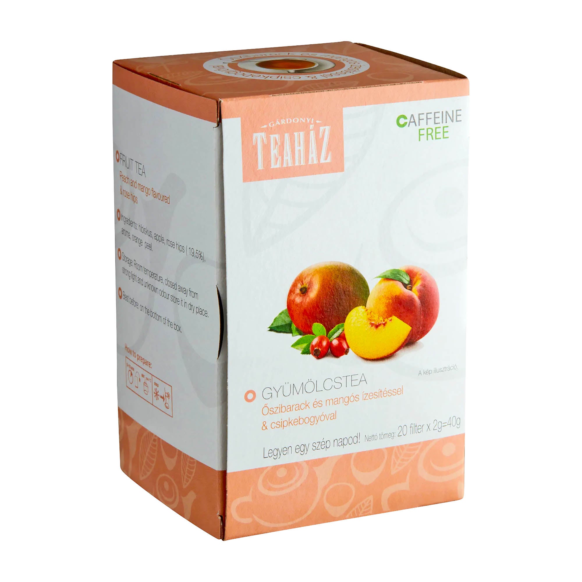 Gardonyi Teahouse Peach & Mango fruit tea, 20 Count