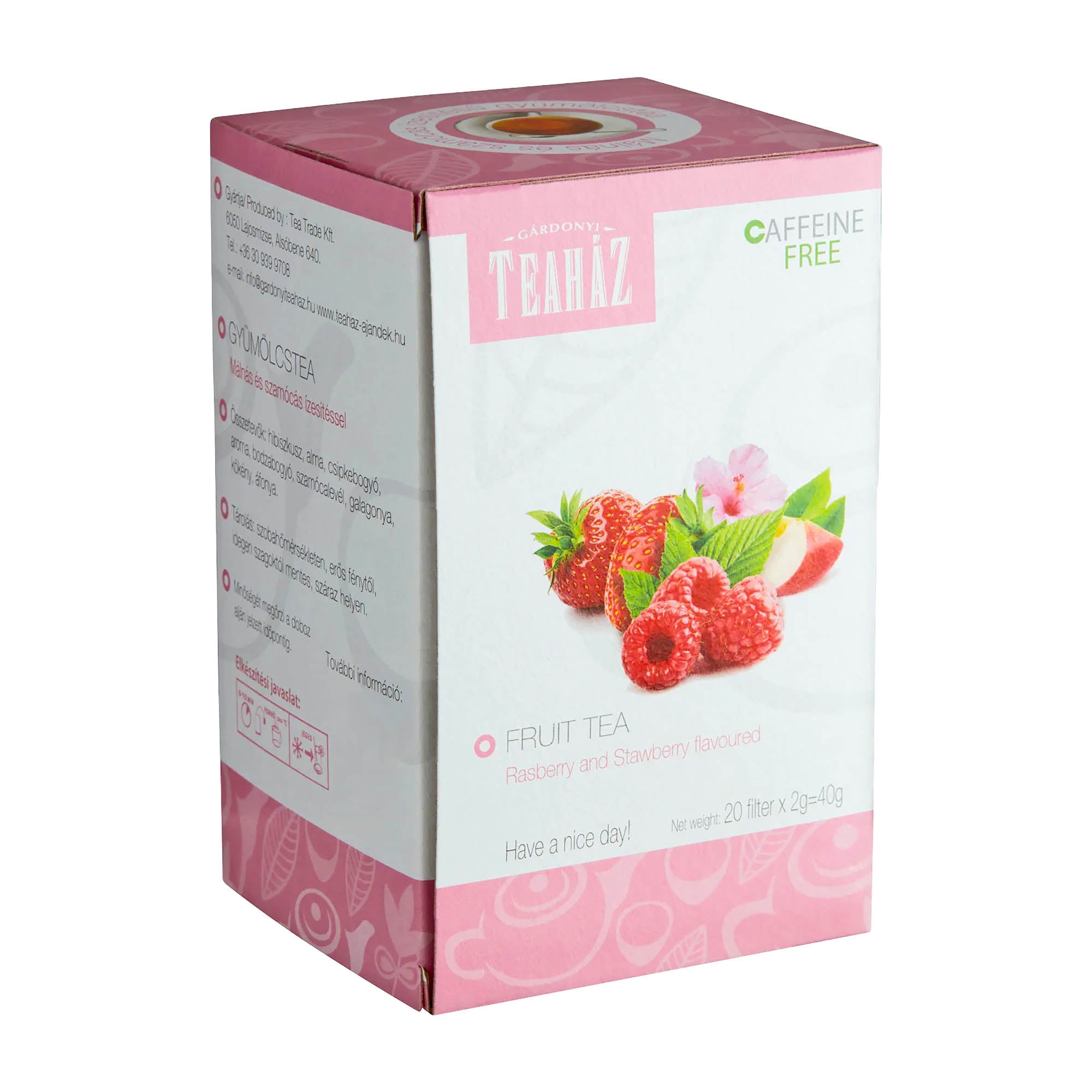 Gardonyi Teahouse Raspberry & Strawberry fruit tea, 20 Count