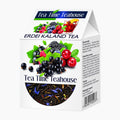 Tea Time Teahouse Forest Adventure Fruit Tea box with illustrations of berries, blackberries, raspberries, and red cranberries, plus a circular window showing loose-leaf tea inside.