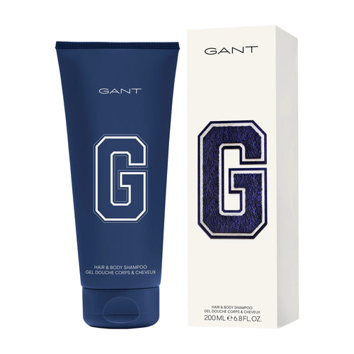Gant hair and body shampoo tube and packaging on a white background