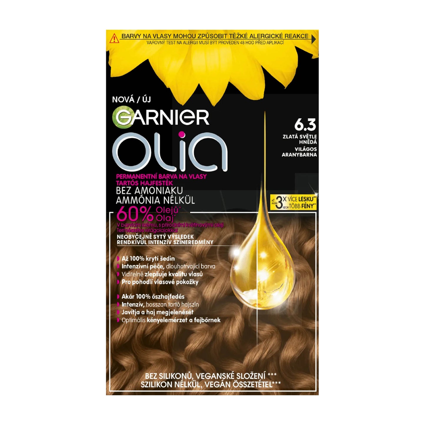 Garnier Olia 6.3 Light Golden Brown permanent hair color