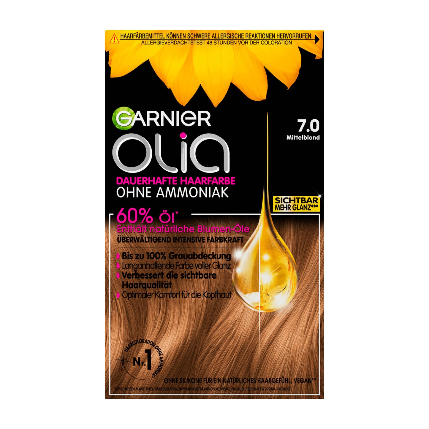 Garnier Olia 7.0 Medium Blonde permanent hair color