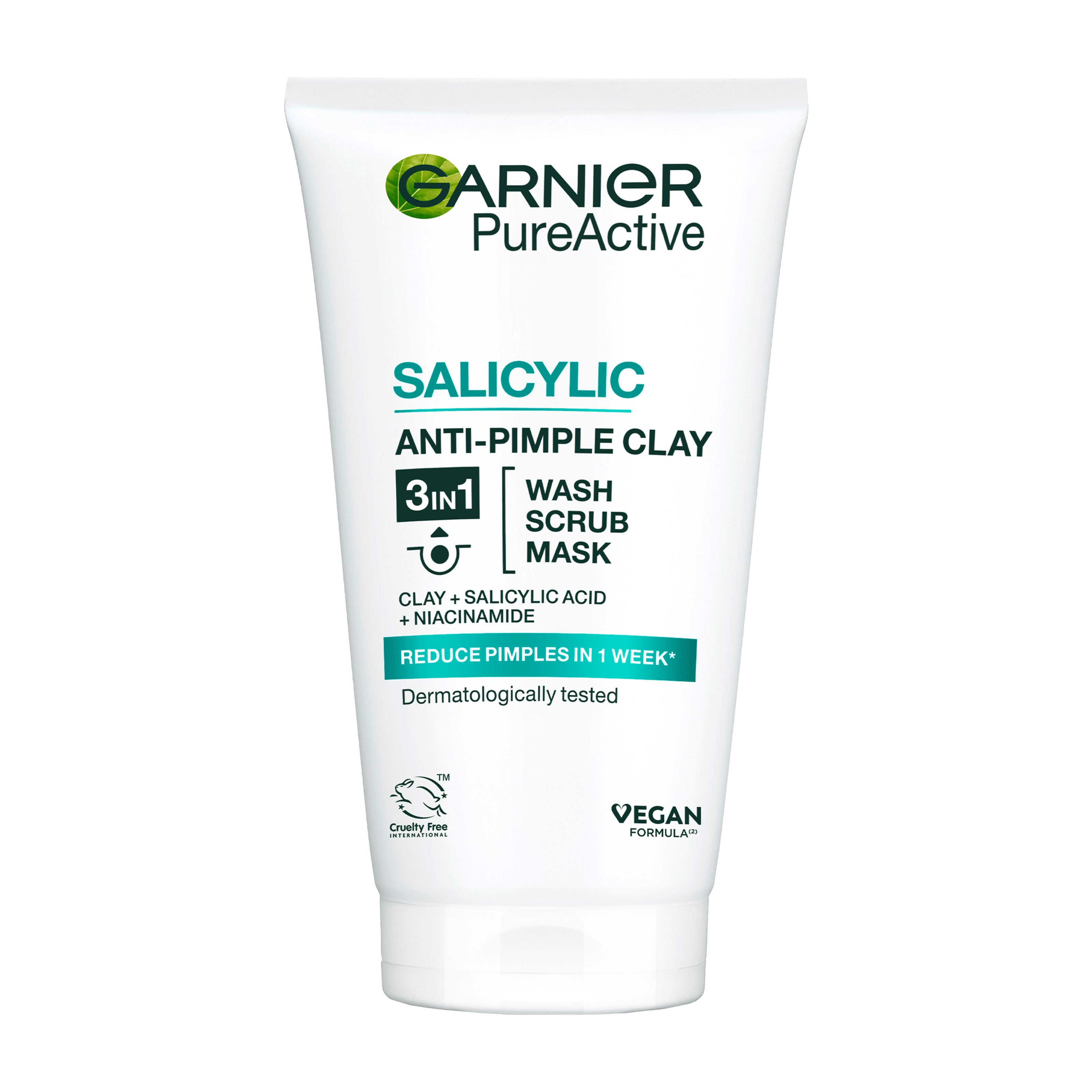 Garnier PureActive Salicylic 3in1 Anti-Pimple Clay tube on a white background
