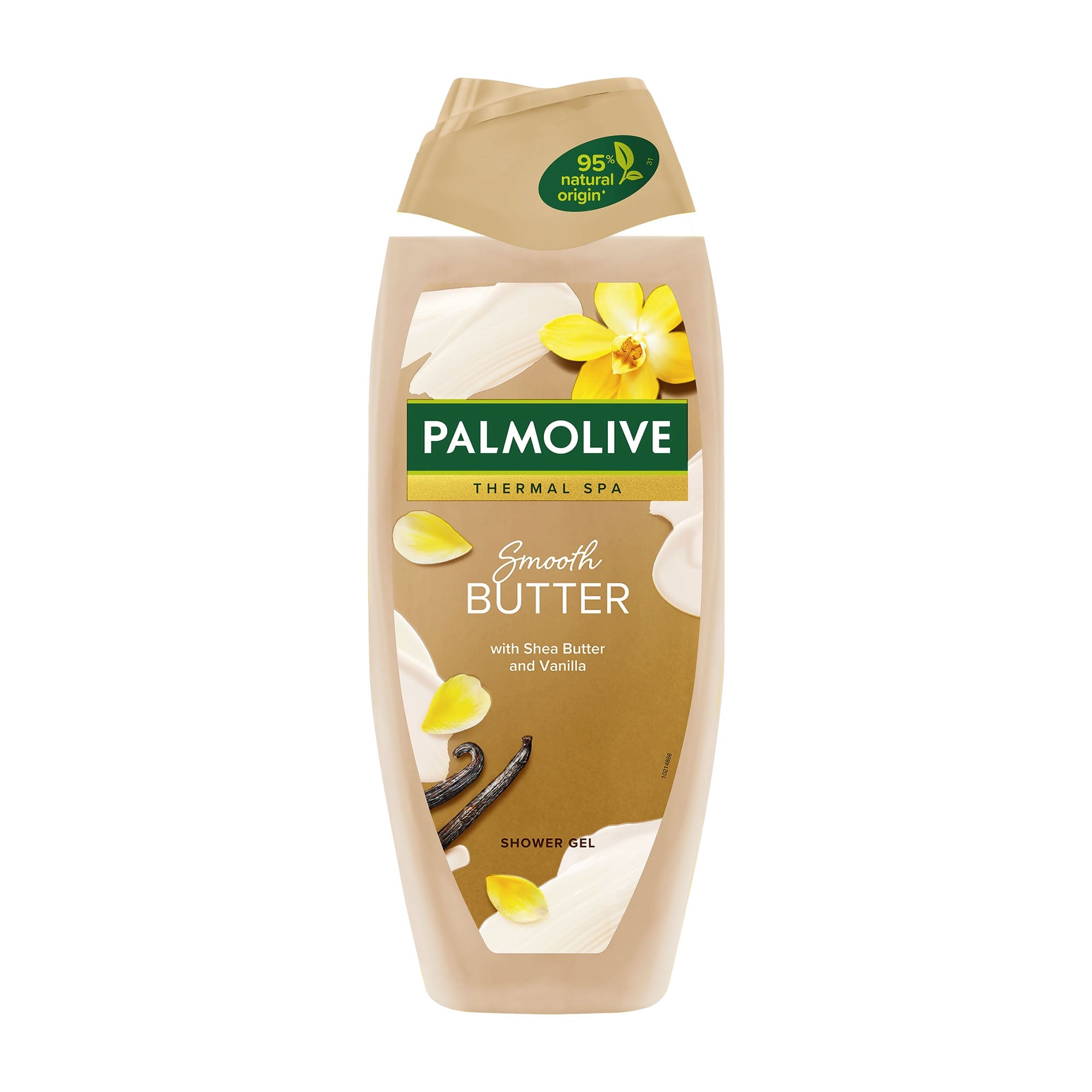 Palmolive Smooth Butter shower gel bottle on a white background.