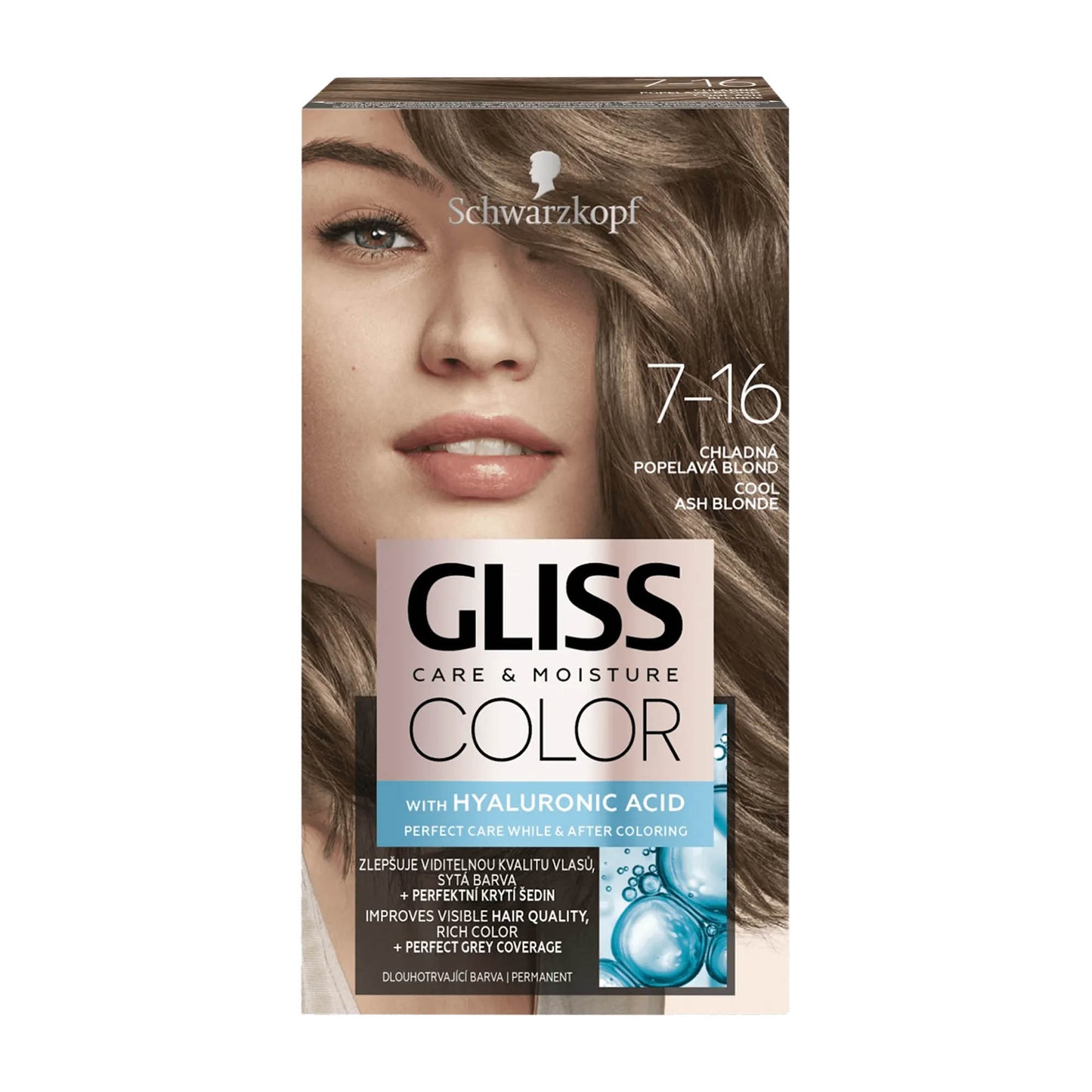 Schwarzkopf Gliss Color 7-16 Cool Ash Blonde permanent hair color