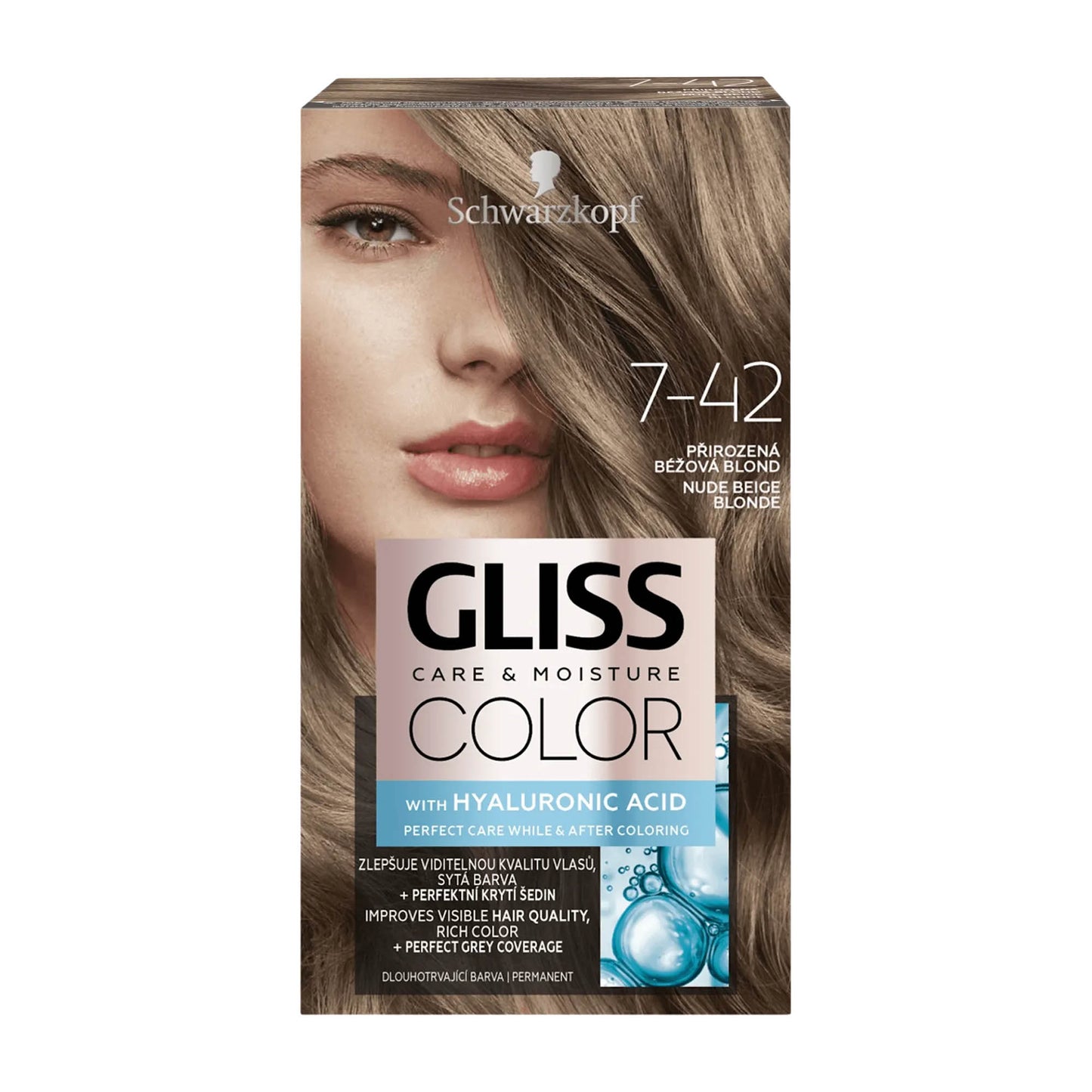 Schwarzkopf Gliss Color 7-42 Nude Beige Blond permanente Haarfarbe