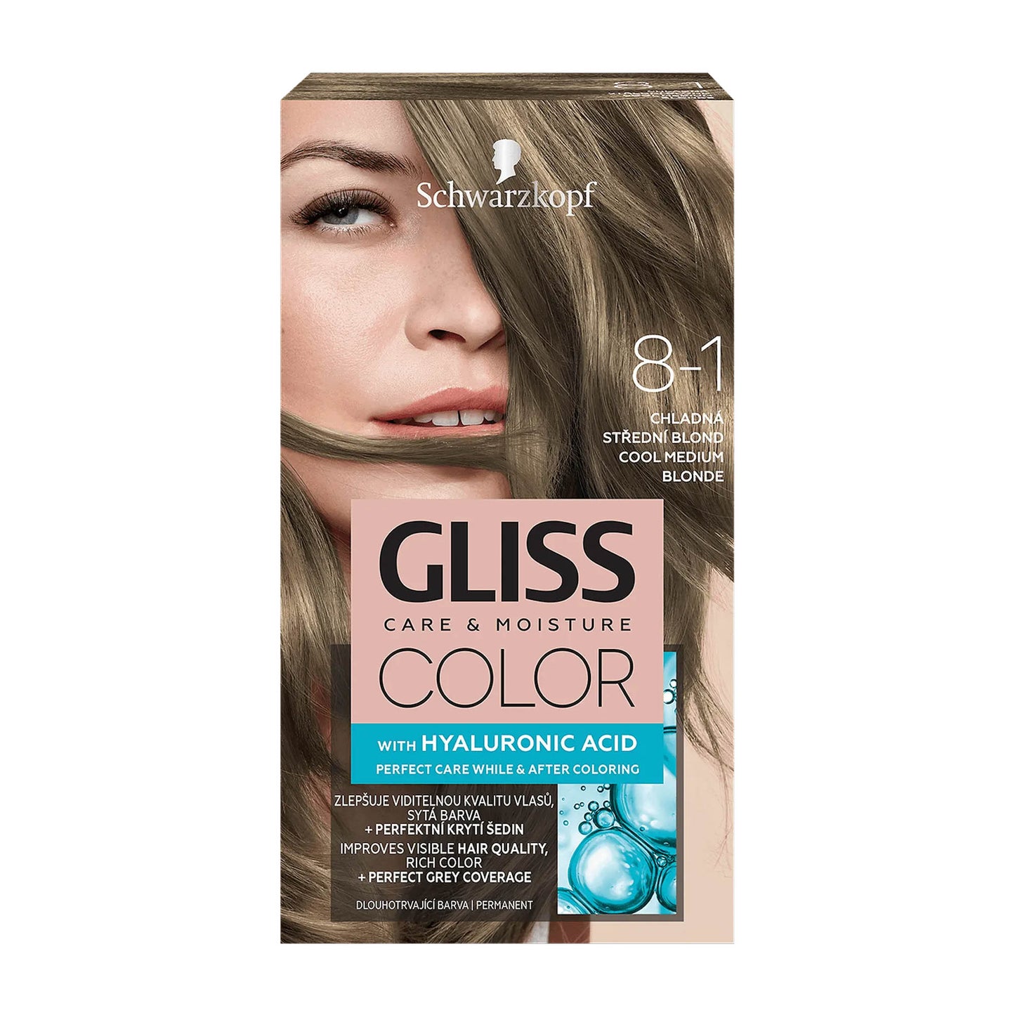 Schwarzkopf Gliss Color 8-1 Cool Medium Blonde permanent hair color