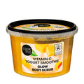 Container of Organic Shop Vitamin C Yogurt Smoothie Glow Body Scrub on a white background