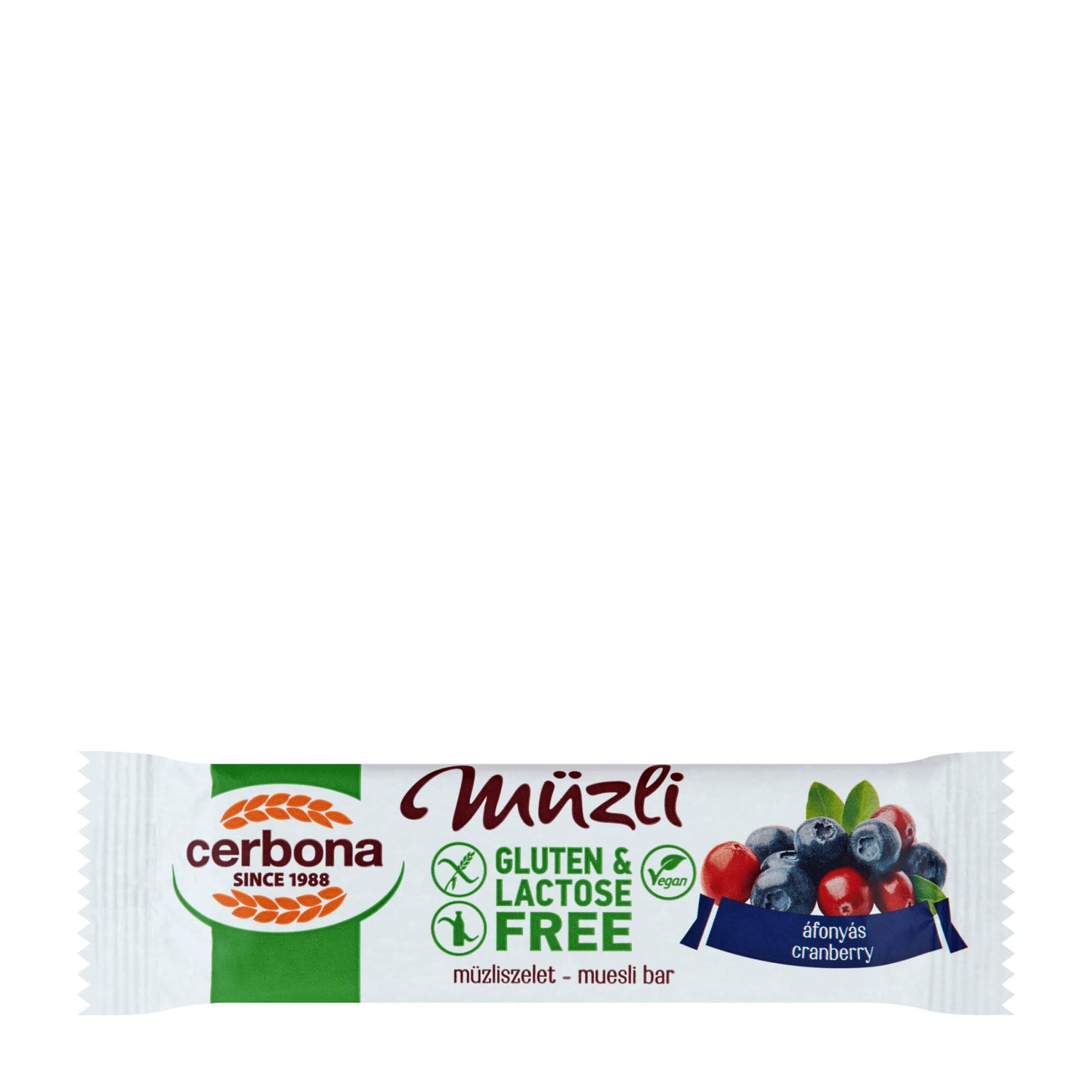 Cerbona Cranberry Gluten & Lactose-free Muesli Bar, 35 g