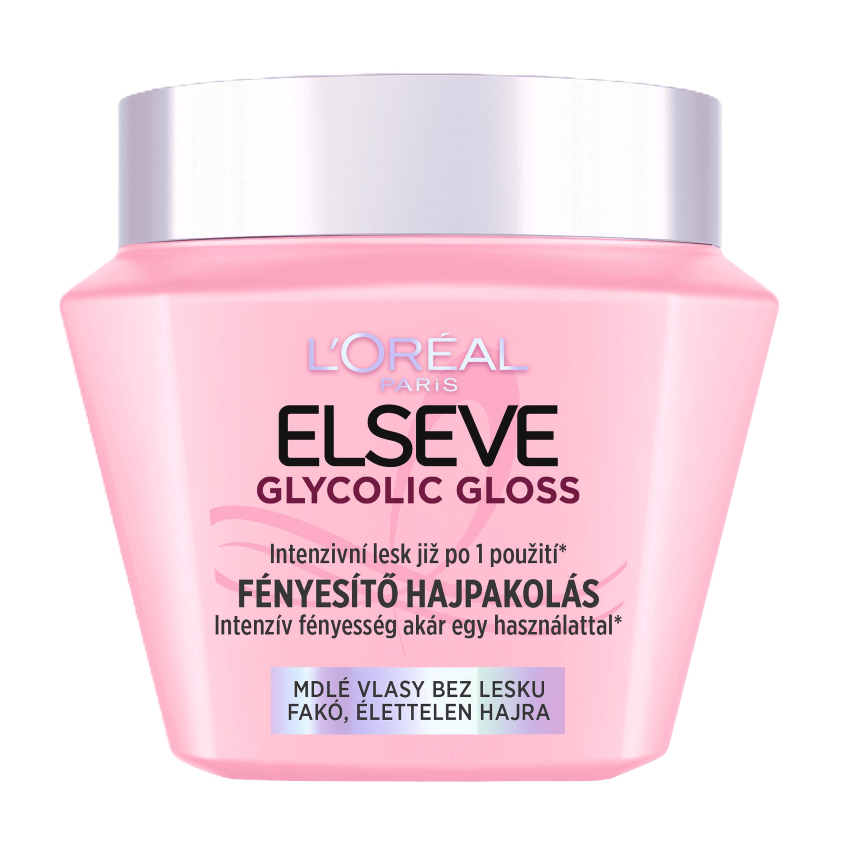 L'Oreal Paris Elseve Glycolic Gloss Hair Mask jar on a white background