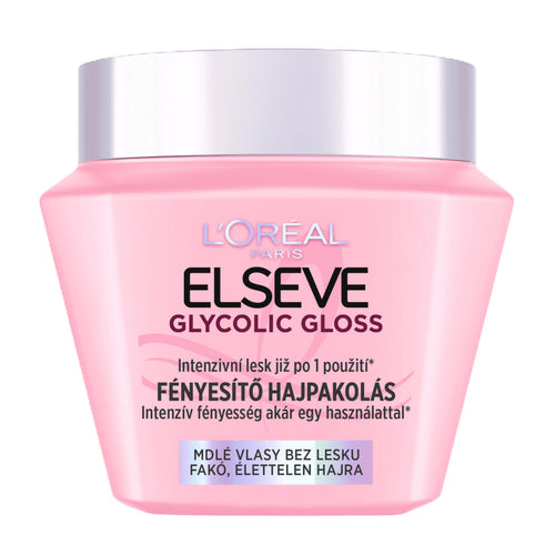 L'Oreal Paris Elseve Glycolic Gloss Hair Mask jar on a white background