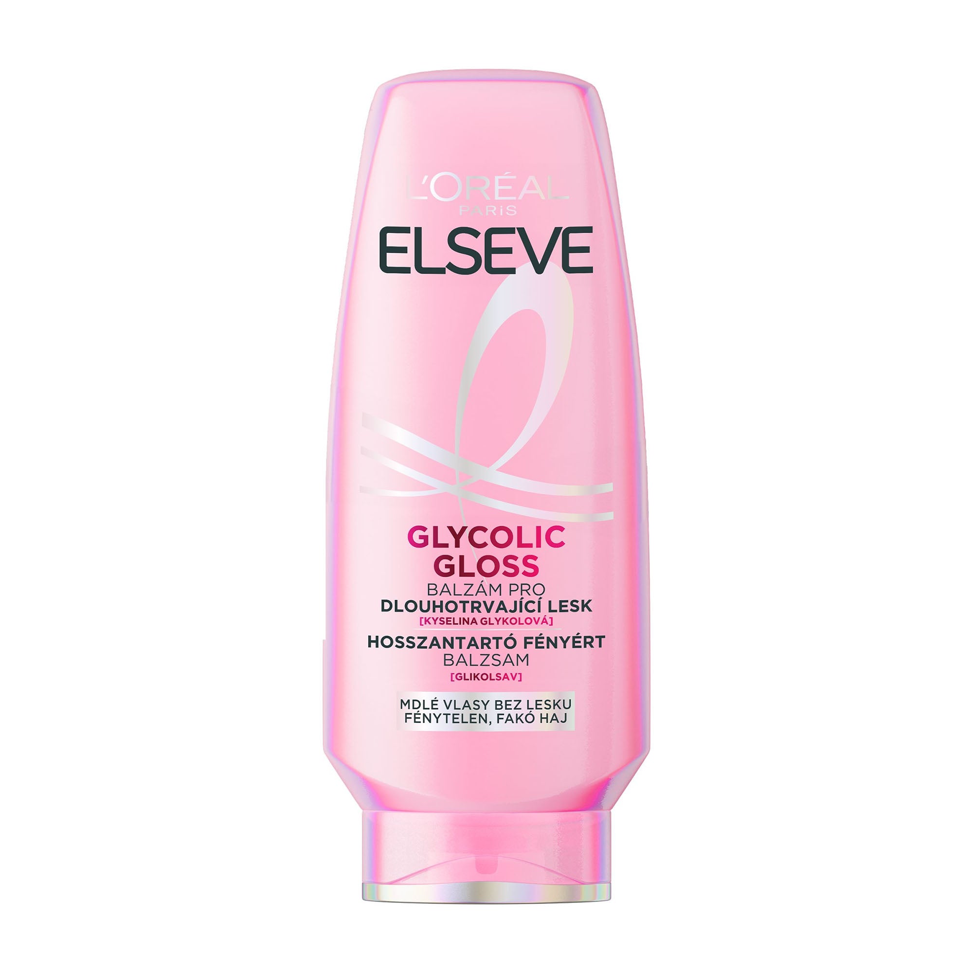 L'Oreal Elseve Glycolic Gloss bottle on a white background