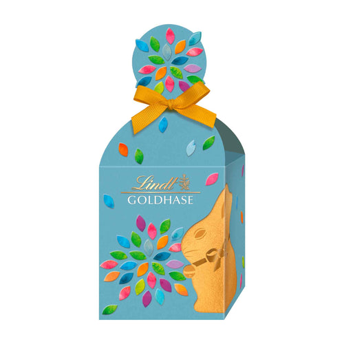Lindt Gold Bunny Cut-Out 87g Gift box with colorful design on a white background