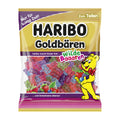 Haribo Goldbears Wild Berry gummy candy packaging with a cartoon bear and colorful gummy bears inside.
