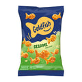 Goldfish Sesame Crackers packaging on a white background.