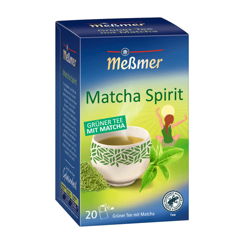 Messmer Matcha Spirit green tea box on a white background
