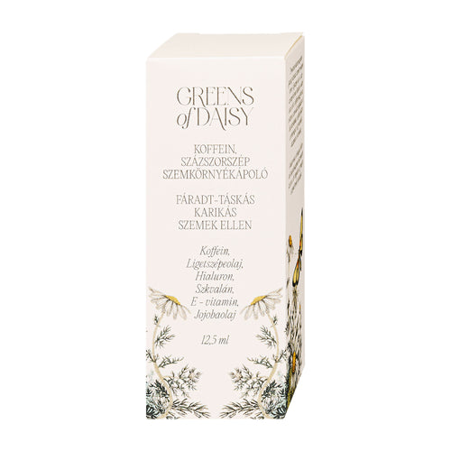 Greens of Daisy Eye Cream packaging with floral design and text on a white background
