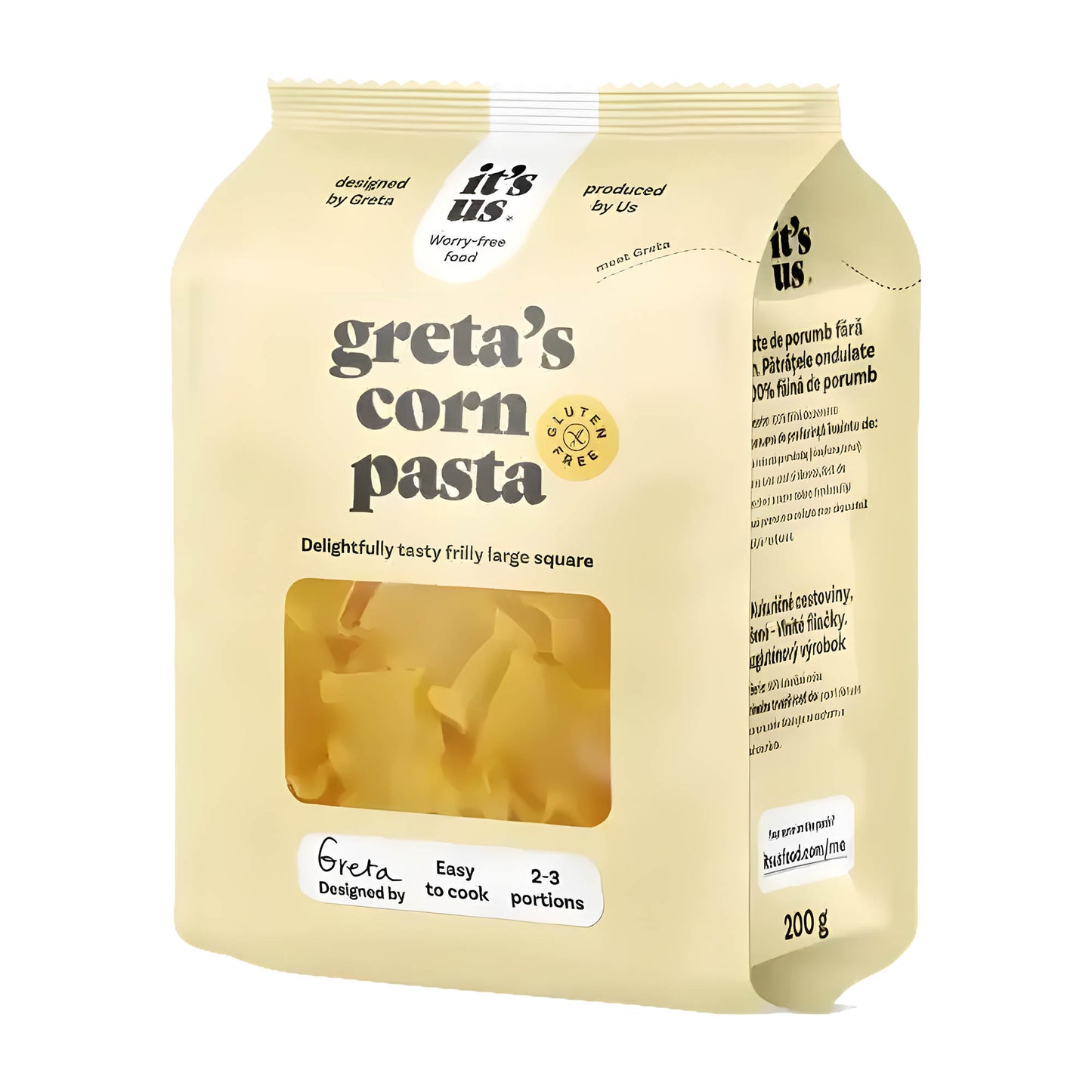 It's Us Greta's Frilly Large Square Glutenfreie Maisnudeln, 200 g