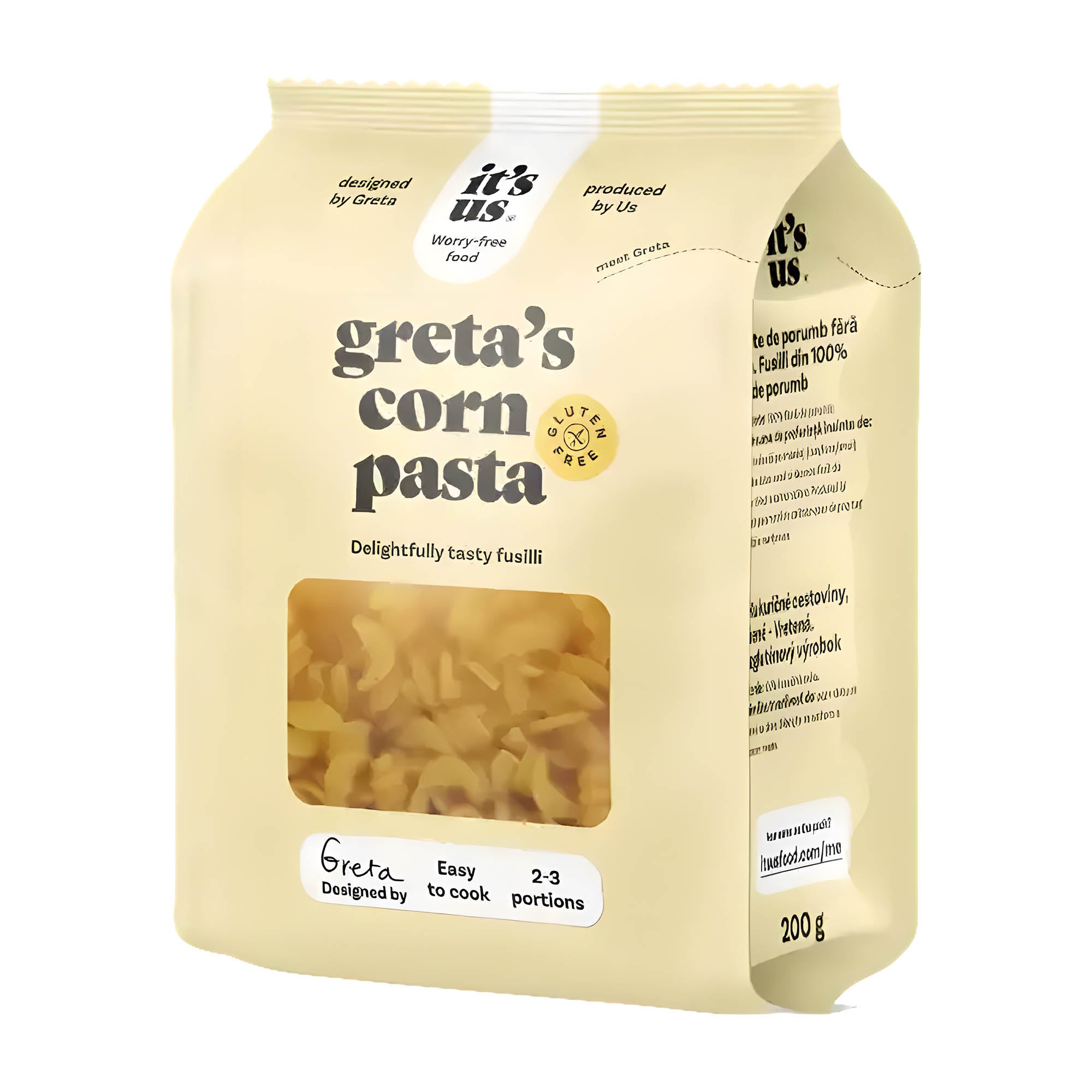 It's Us Greta's Fusilli Pâtes de maïs sans gluten, 200 g