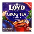 Loyd Grog Tea Plum packaging on a white background.