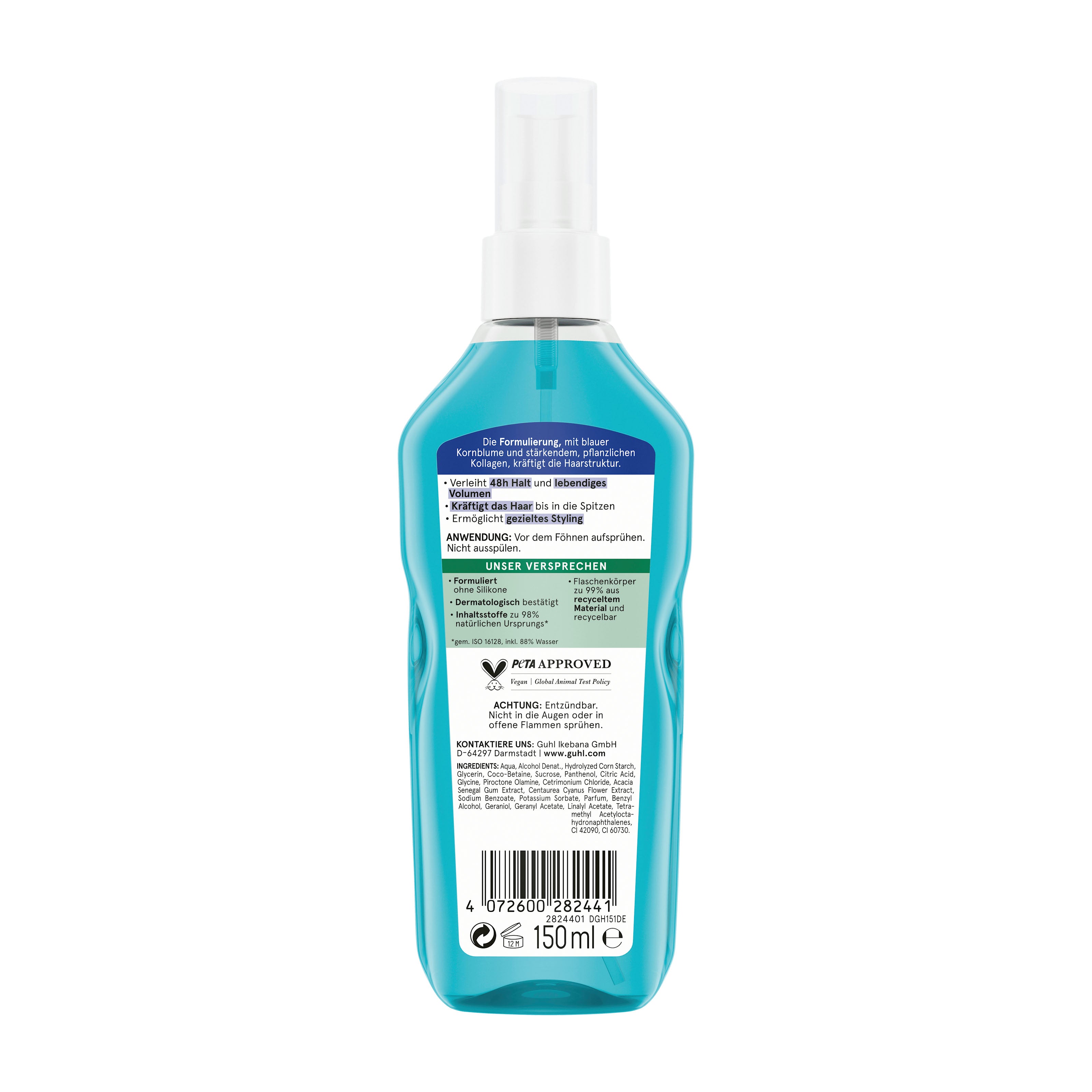 GUHL Spray de brushing Volume Longue Tenue, 150 ml