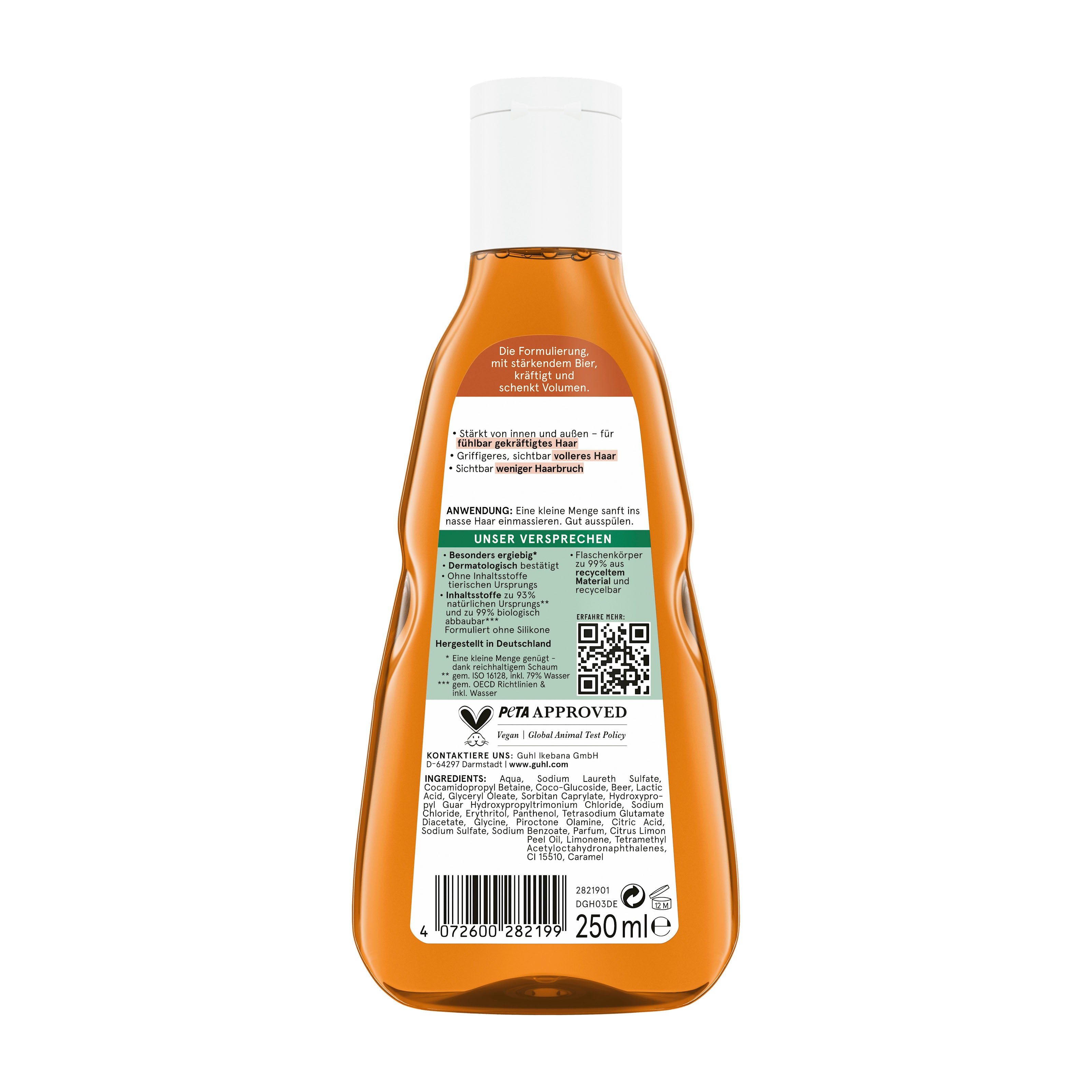 GUHL Shampooing fortifiant intensif à la bière, 250 ml