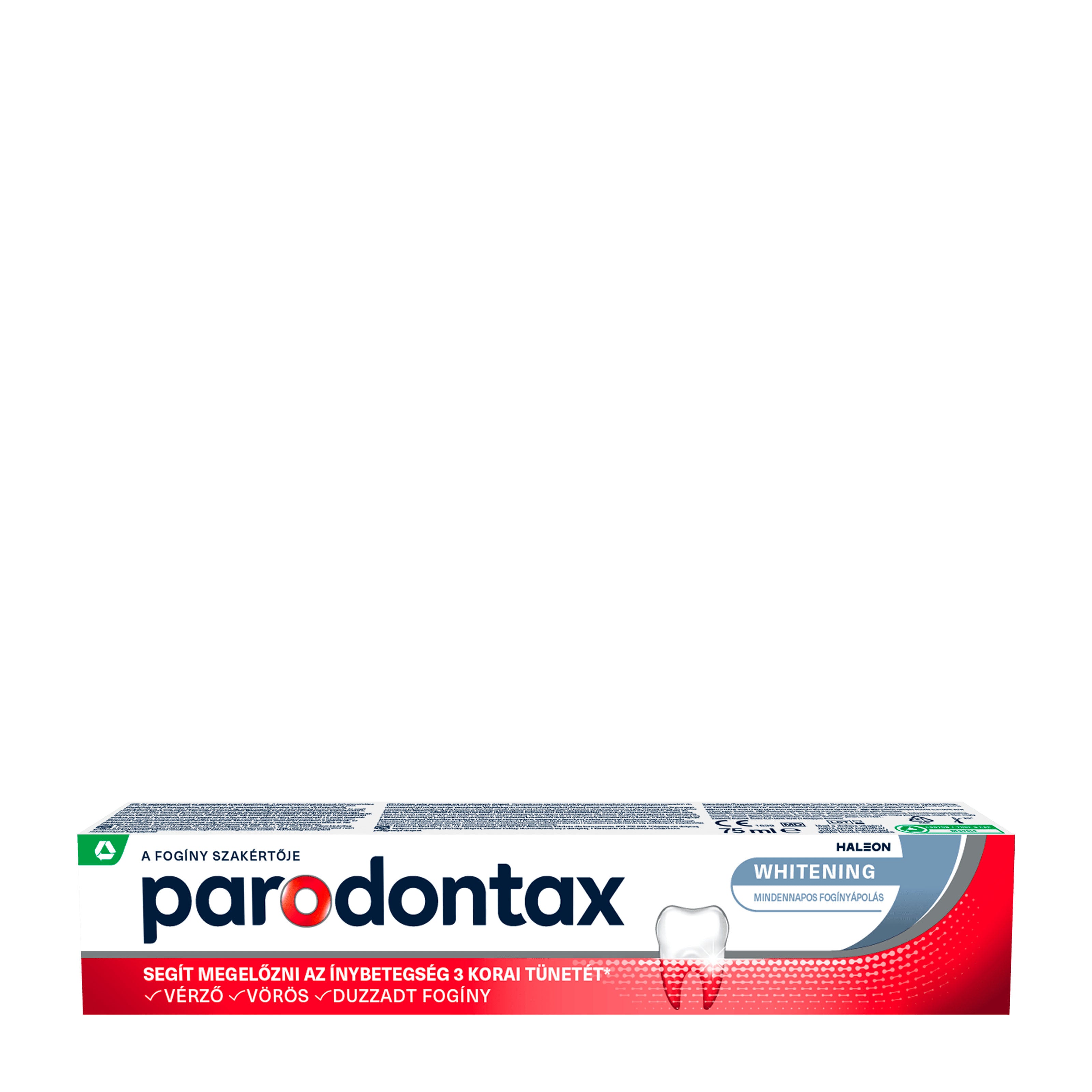 Parodontax Gum Health Whitening toothpaste packaging on a white background
