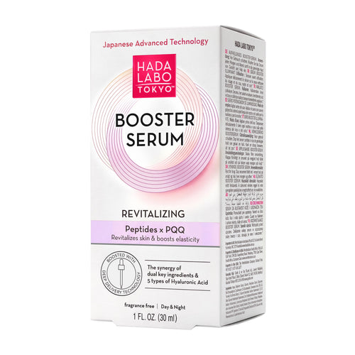 Hada Labo Tokyo Revitalizing Face Booster Serum packaging on a white background