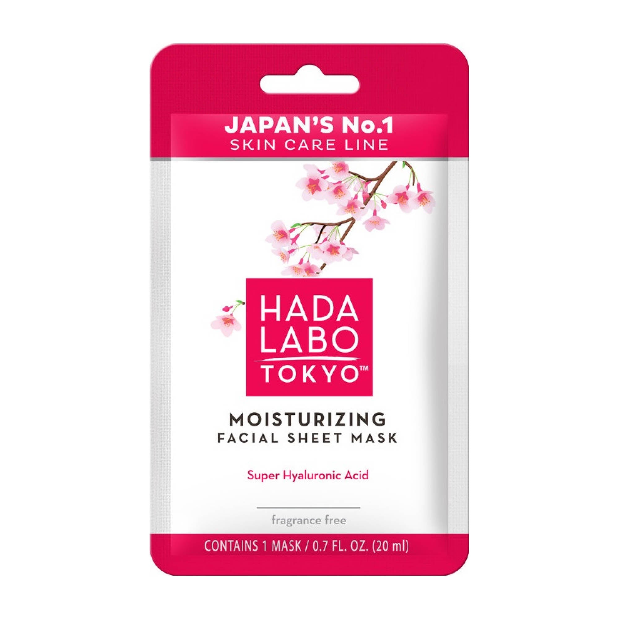 Hada Labo Tokyo Moisturizing facial sheet mask packaging on a white background.