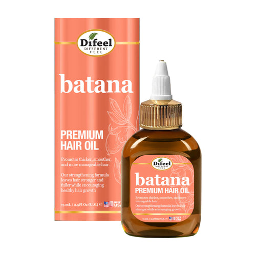 Difeel Batana premium hair oil bottle with packaging on a white background