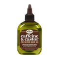 Bottle of Difeel Caffeine & Castor Premium Hair Oil on a white background
