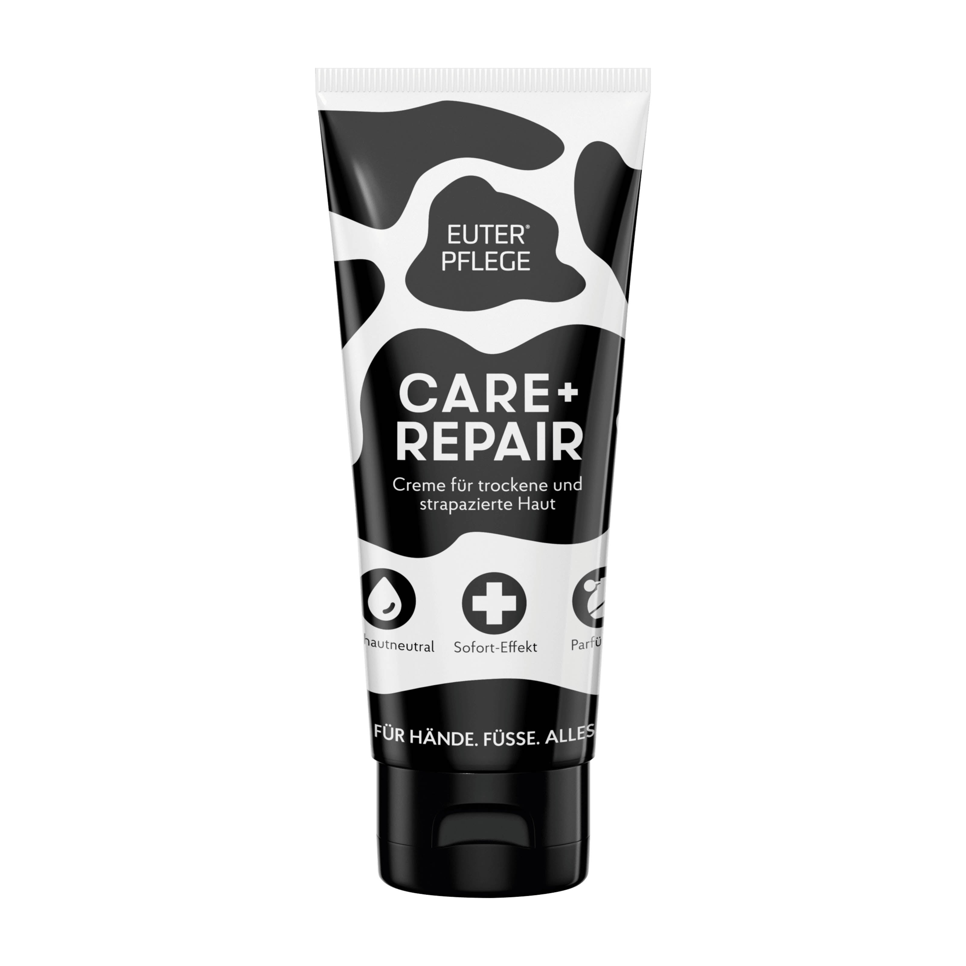 Haka Euterpflege Care + Repair care cream tube on a white background.