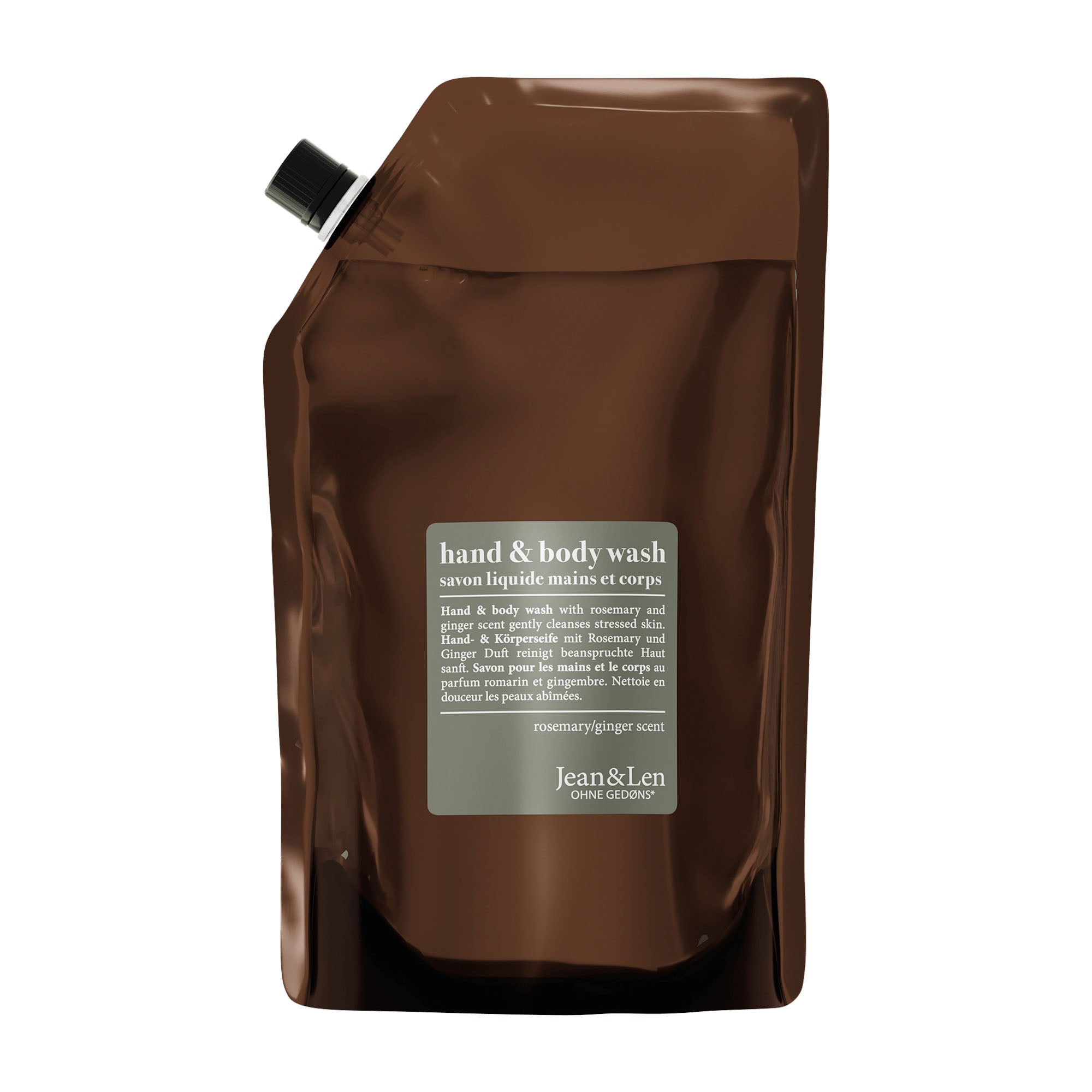 Jean&Len Recharge de gel douche et mains Romarin et Gingembre, 1,5 l