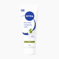 Nivea Moisture Care hand cream tube with aloe vera on a white background