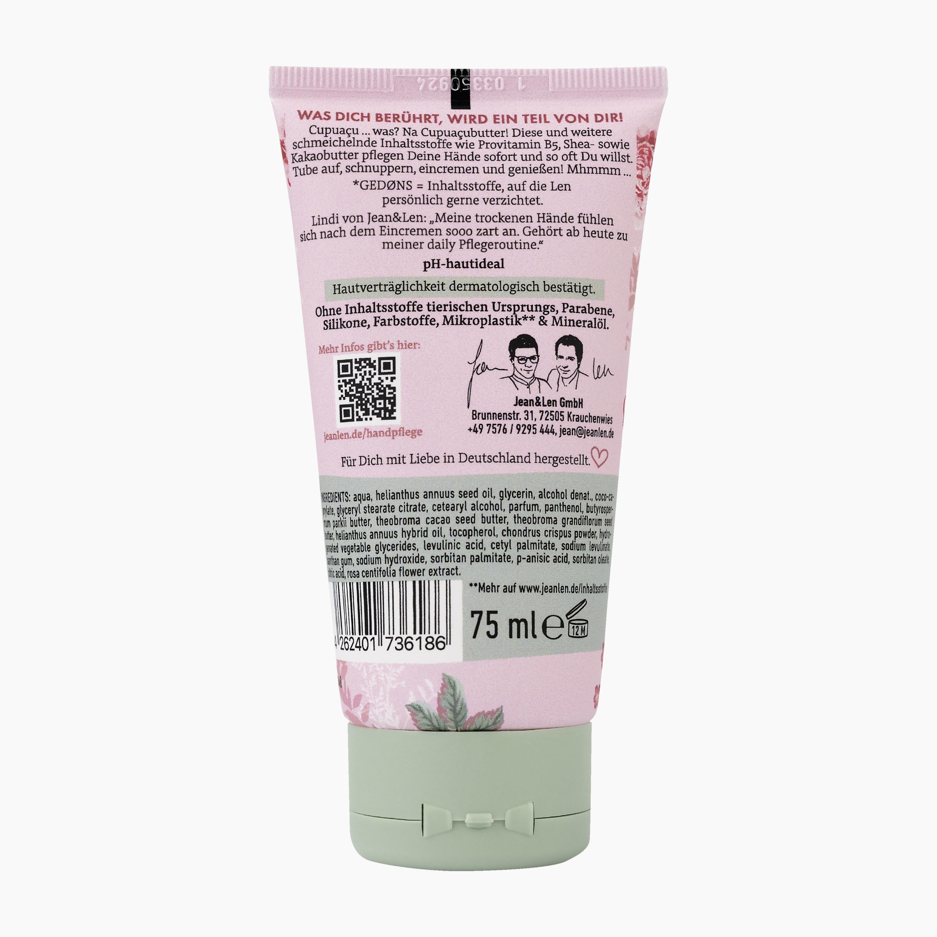 Jean&Len Crema Mani Peonia & Litchi, 75 ml