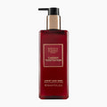 Baylis & Harding The Edit Cherry Temptation Luxury Hand Wash in a 400ml dark red translucent bottle with a black and gold pump dispenser, shown on a light gray background.
